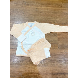 Nous Newborn bộ dài tay cài lệch màu sắc trơn cho bé trai, bé gái quần áo sơ sinh cho bé 0 -5kg NOUS chính hãng