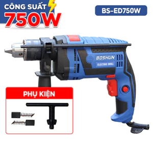 Máy khoan đa năng Boshun BS-ED750W- Máy Khoan bê tông, tường, bắt vít, gỗ, kim loại, gạch, siết bu lông
