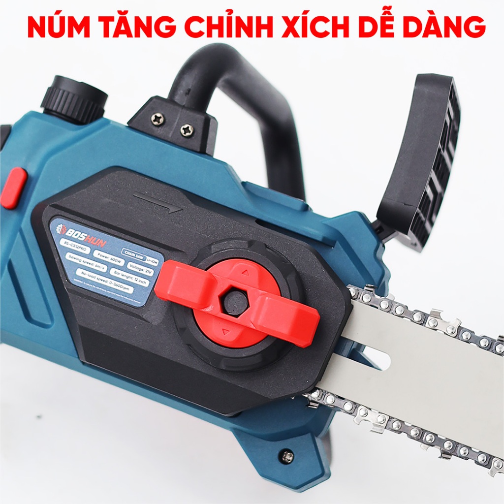 [CHÍNH HÃNG] Máy Cưa Xích 12in  BS-CS12BLC Bossun Không Chổi Than - 100% Lõi Đồng - Chuyên Cưa Gỗ, Cắt Cây,..