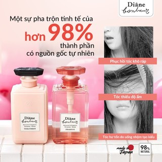 Bộ dầu gội xả phục hồi hư tổn dưỡng tóc bồng mượt Diane Bonheur Grasse Rose hương hoa hồng Pháp