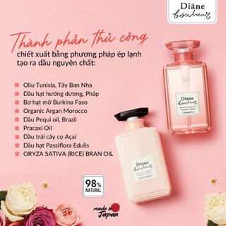 Bộ dầu gội xả phục hồi hư tổn dưỡng tóc bồng mượt Diane Bonheur Grasse Rose hương hoa hồng Pháp