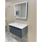 [ Giá Kho- FREE SHIP] - Bộ Tủ Lavabo - Tủ Gương Led + Sấy chất liệu chậu men sứ khung nhôm cao cấp KT80x48x48-60x48x48cm — ảnh 2