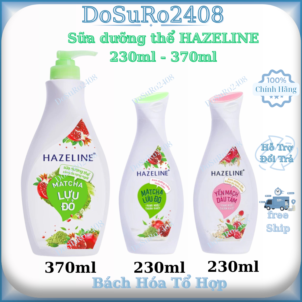 Sữa dưỡng thể HAZELINE Matcha & Lựu Đỏ - Yến mạch dâu tằm 230m l- 370ml