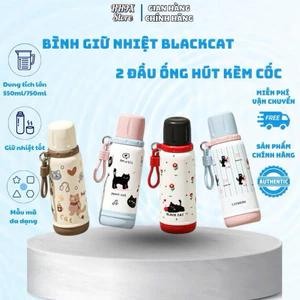 Bình giữ nhiệt black cat inox 316 cao cấp dung tích 550ml 2 ống hút