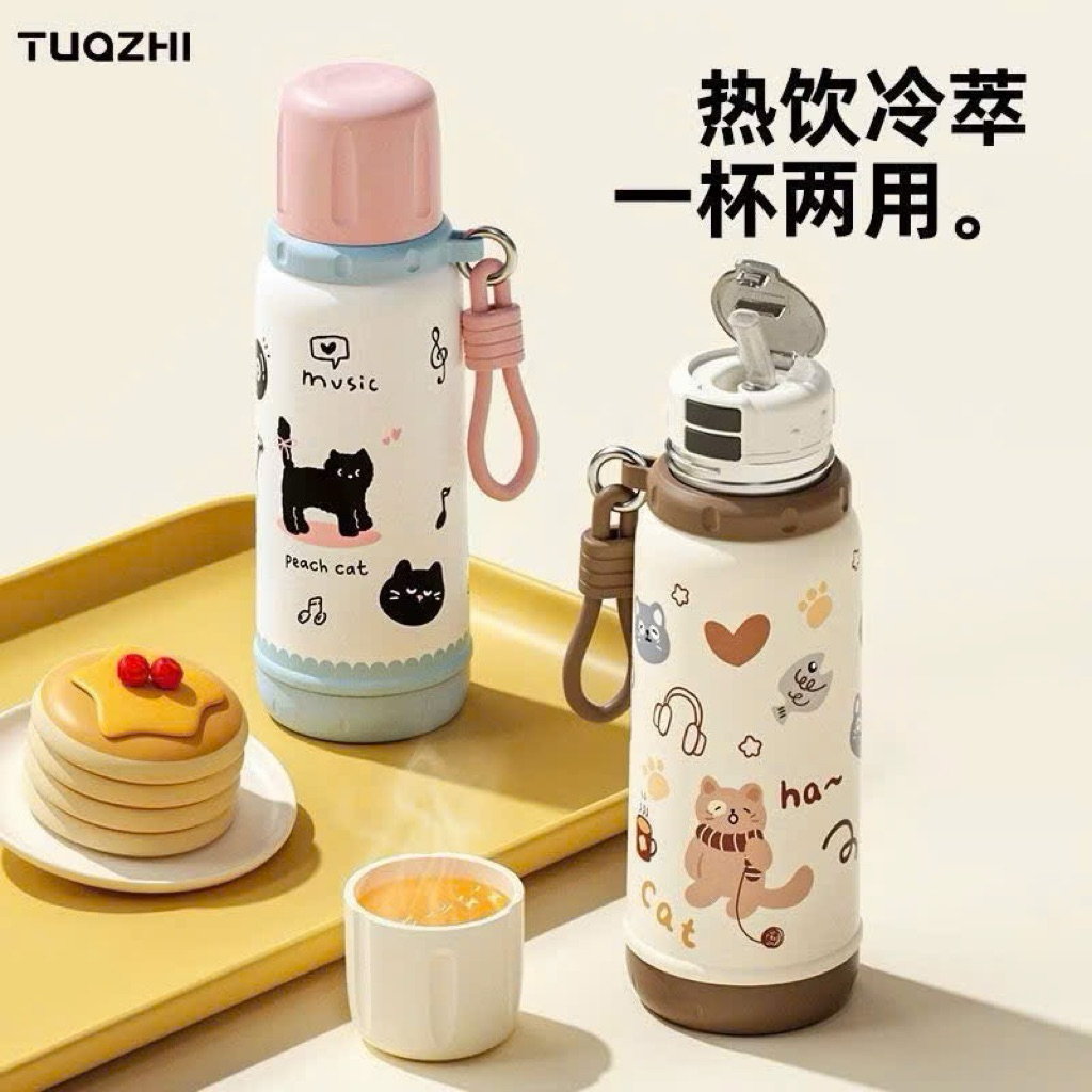 Bình giữ nhiệt black cat inox 316 cao cấp dung tích 550ml 2 ống hút
