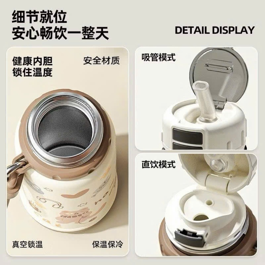 Bình giữ nhiệt black cat inox 316 cao cấp dung tích 550ml 2 ống hút