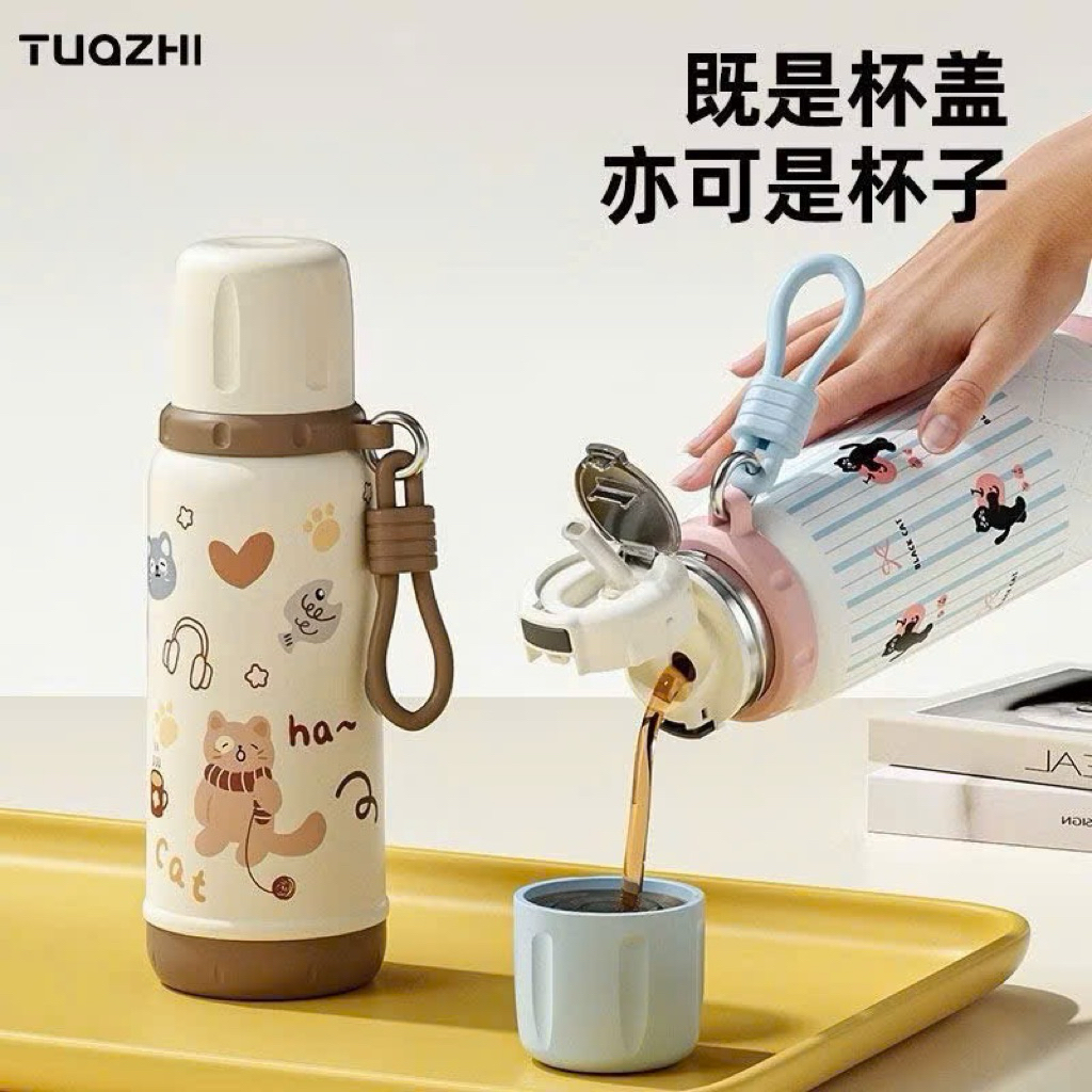Bình giữ nhiệt black cat inox 316 cao cấp dung tích 550ml 2 ống hút