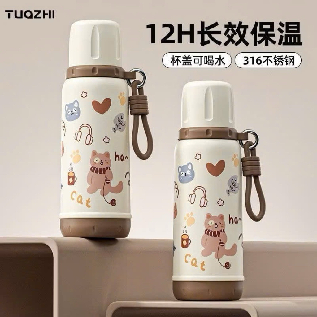 Bình giữ nhiệt black cat inox 316 cao cấp dung tích 550ml 2 ống hút