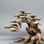Cây gỗ lũa bonsai dáng đổ bám đá[Tán xương dùng để cấy rêu, đế bằng đá ong đen]