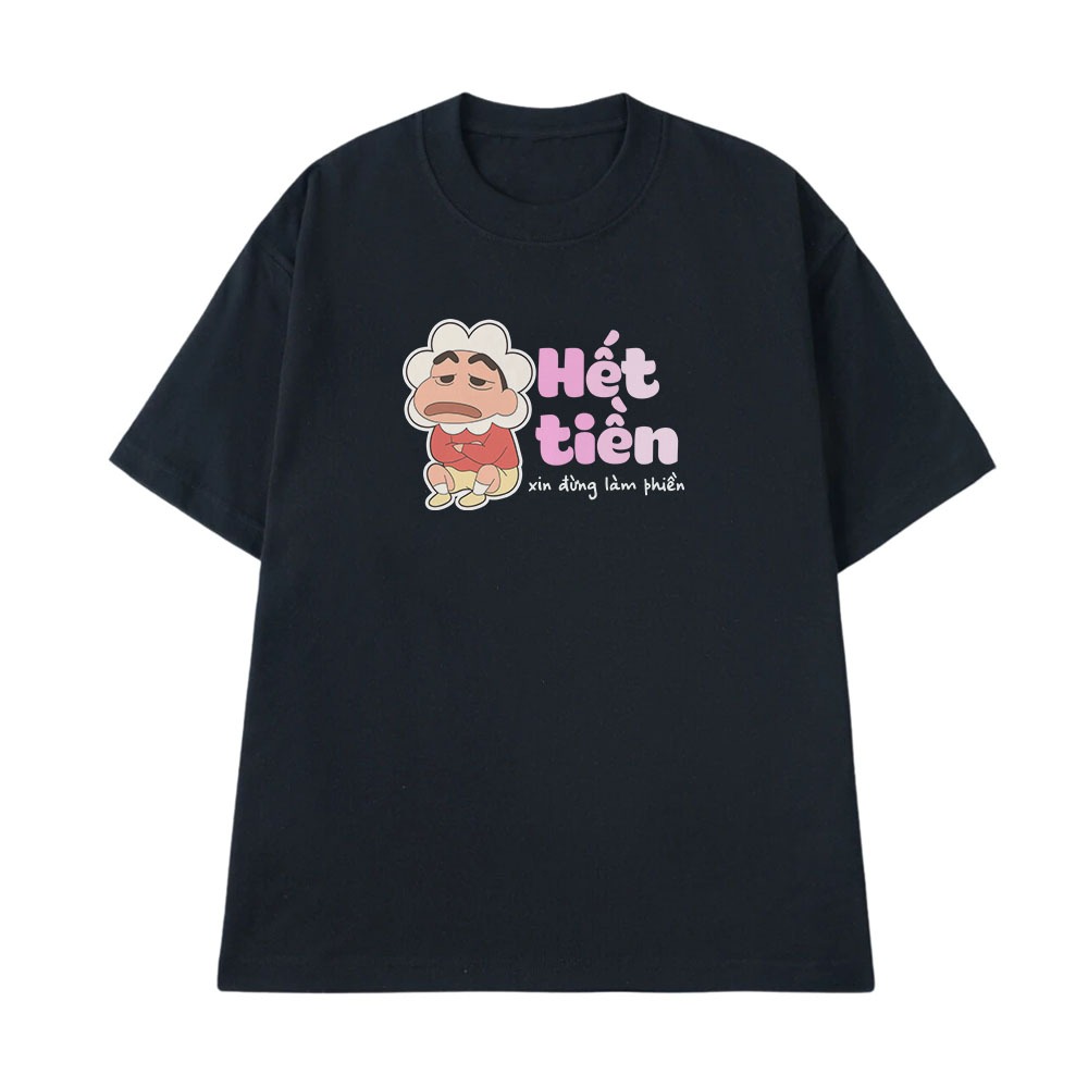 Áo Thun Hài Hước Hết Tiền Xin Đừng Làm Phiền Câu Nói Text Vui Form Rộng Cotton 250gsm