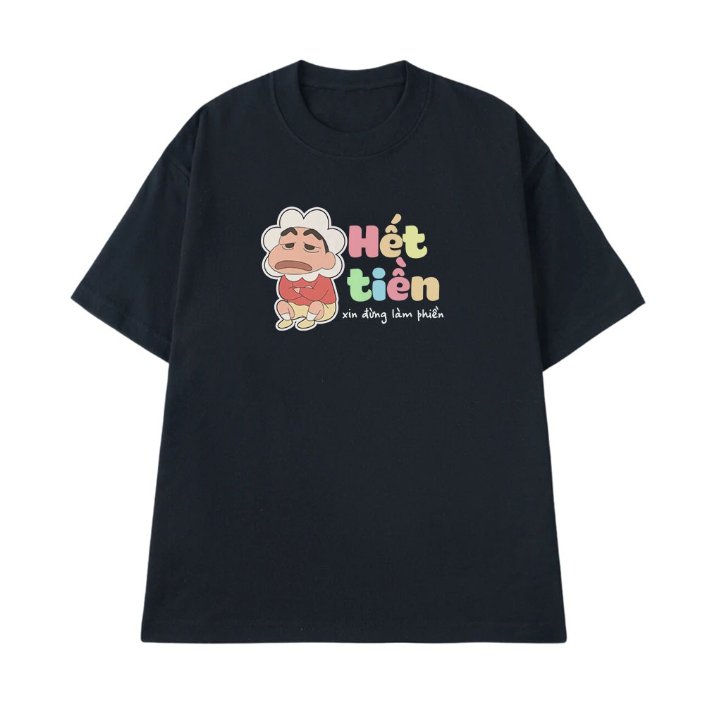 Áo Thun Hài Hước Hết Tiền Xin Đừng Làm Phiền Câu Nói Text Vui Form Rộng Cotton 250gsm