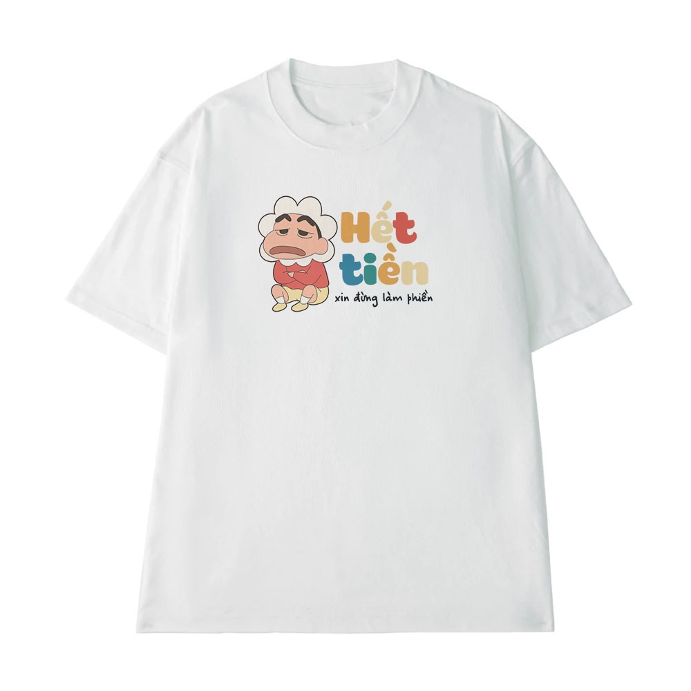 Áo Thun Hài Hước Hết Tiền Xin Đừng Làm Phiền Câu Nói Text Vui Form Rộng Cotton 250gsm