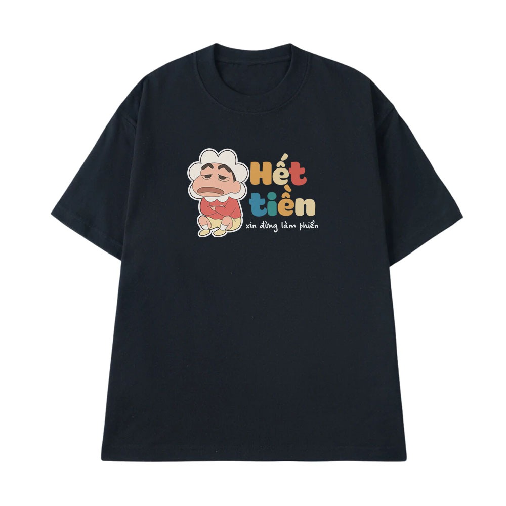 Áo Thun Hài Hước Hết Tiền Xin Đừng Làm Phiền Câu Nói Text Vui Form Rộng Cotton 250gsm