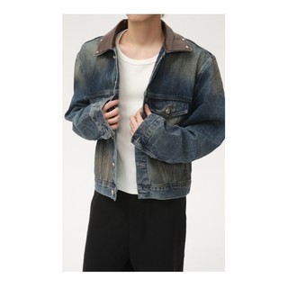 Áo Khoác Denim Jeans Jacket Form Crop Tôn Dáng Cổ Áo Phối Da 2 Color.