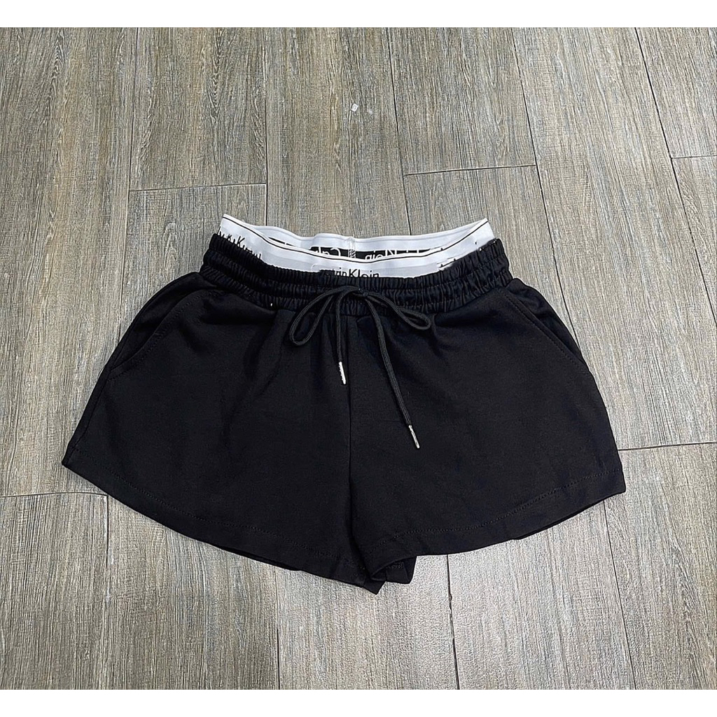 Quần thun short cạp lưng thun màu xám trắng