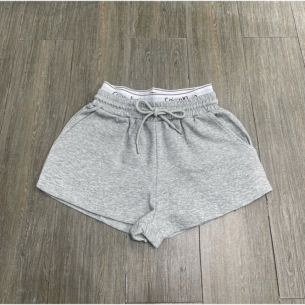 Quần thun short cạp lưng thun màu xám trắng