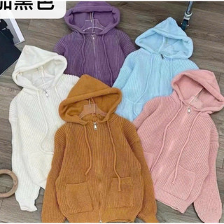 LT - Áo khoác len hạt gạo mũ hoodie khoá kéo len siêu dày dặn 672