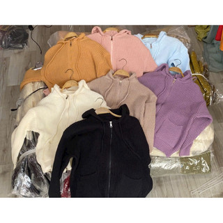LT - Áo khoác len hạt gạo mũ hoodie khoá kéo len siêu dày dặn 672