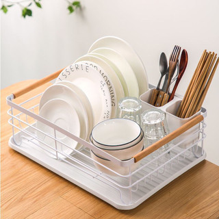 Kệ Để Chén Bát Đĩa Thép Carbon, Kệ Để Đồ Nhà Bếp 2 Tầng Thông Minh Có Khay Hứng Nước Đa Năng