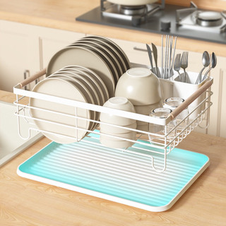 Kệ Để Chén Bát Đĩa Thép Carbon, Kệ Để Đồ Nhà Bếp 2 Tầng Thông Minh Có Khay Hứng Nước Đa Năng