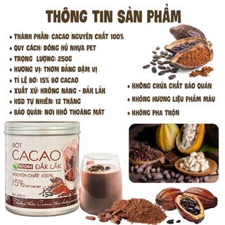 Bột Cacao Nguyên Chất DETONIC 15% bơ cacao thượng hạng, thơm tự nhiên vị đắng nguyên bản không đường gu truyền thống