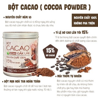 Bột Cacao Nguyên Chất DETONIC 15% bơ cacao thượng hạng, thơm tự nhiên vị đắng nguyên bản không đường gu truyền thống