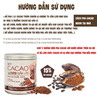 Bột Cacao Nguyên Chất DETONIC 15% bơ cacao thượng hạng, thơm tự nhiên vị đắng nguyên bản không đường gu truyền thống
