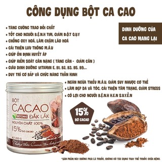Bột Cacao Nguyên Chất DETONIC 15% bơ cacao thượng hạng, thơm tự nhiên vị đắng nguyên bản không đường gu truyền thống