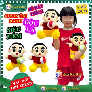 Thú Nhồi Bông Shin Cậu Bé Bút Chì Size 25cm Ôm Banh - Cusin SIêu Hot Làm Quà Tặng Cho Bé Yêu Đồ Chơi