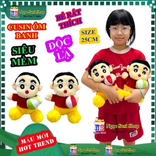 Thú Nhồi Bông Shin Cậu Bé Bút Chì Size 25cm Ôm Banh - Cusin SIêu Hot Làm Quà Tặng Cho Bé Yêu Đồ Chơi