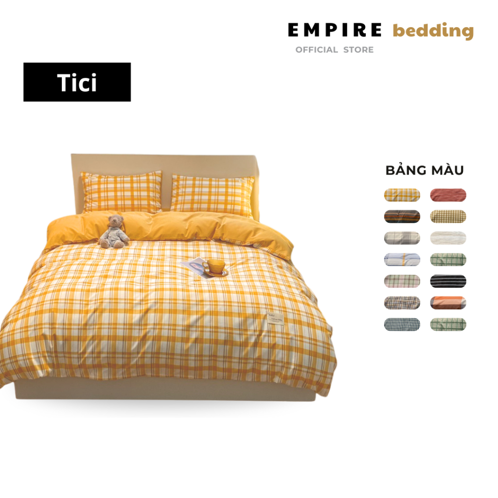 Bộ chăn ga gối nệm set 5 món chăn chần bông EMPIRE họa tiết sọc ga bo chun - Empire Bedding & Decor