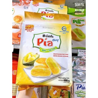 480gr-12bánh-Bánh pía kim sa chay đậu sầu riêng Tân Huê Viên.Hạn sử dụng 75ngày,ngay khi xé bao bì