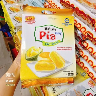 480gr-12bánh-Bánh pía kim sa chay đậu sầu riêng Tân Huê Viên.Hạn sử dụng 75ngày,ngay khi xé bao bì