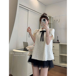 [S2.4148] Set Áo Cổ Sen Ren Lưới Chấm Bi Hàng 2 Lớp Mix Chân Váy Lưới 2 Lớp Bồng Bềnh