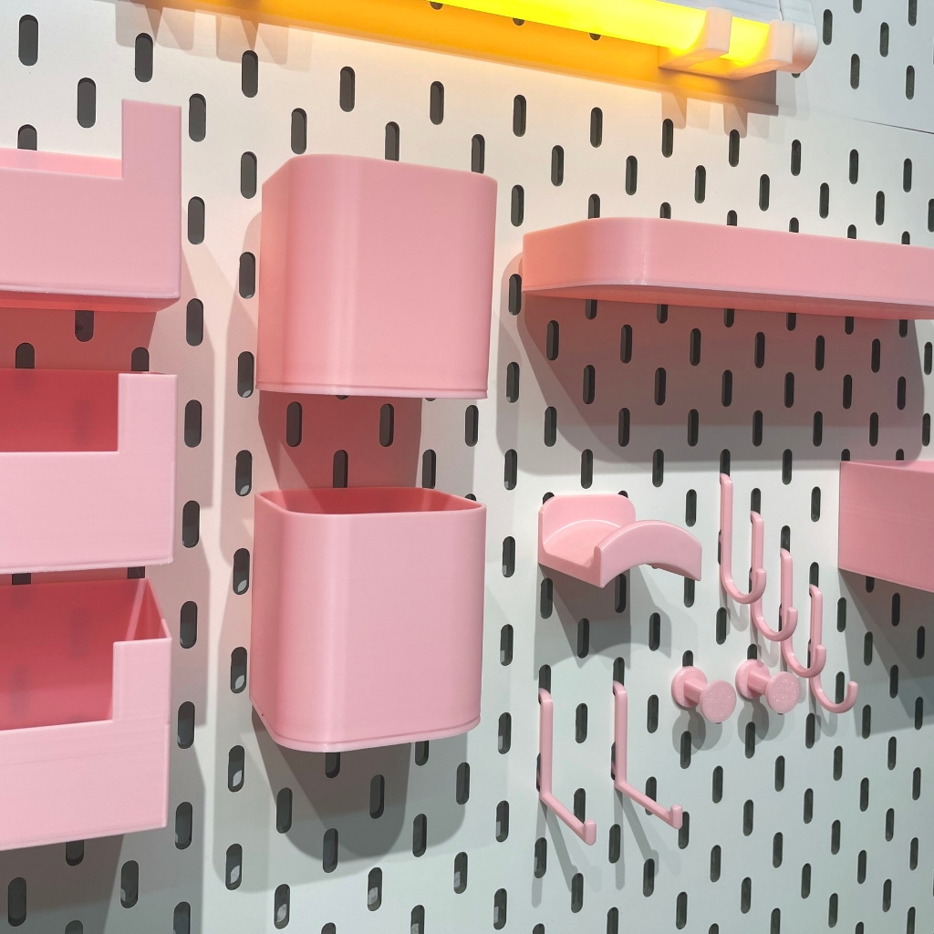 Phụ kiện Pegboard màu Hồng | Móc, khay, cốc cho bảng Pegboard Lỗ Dọc đa năng Lỗ dọc so le