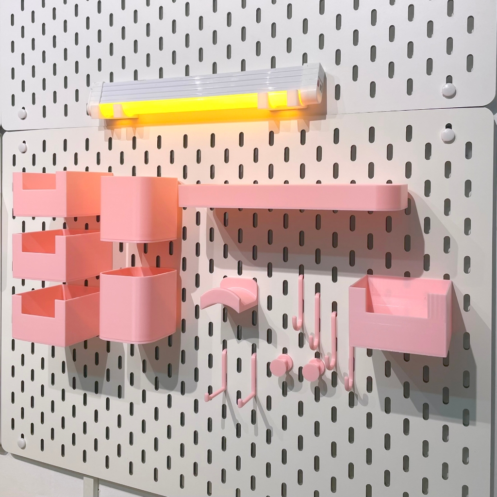 Phụ kiện Pegboard màu Hồng | Móc, khay, cốc cho bảng Pegboard Lỗ Dọc đa năng Lỗ dọc so le