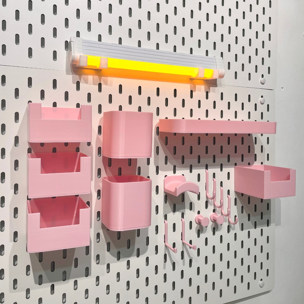 Phụ kiện Pegboard màu Hồng | Móc, khay, cốc cho bảng Pegboard Lỗ Dọc đa năng Lỗ dọc so le