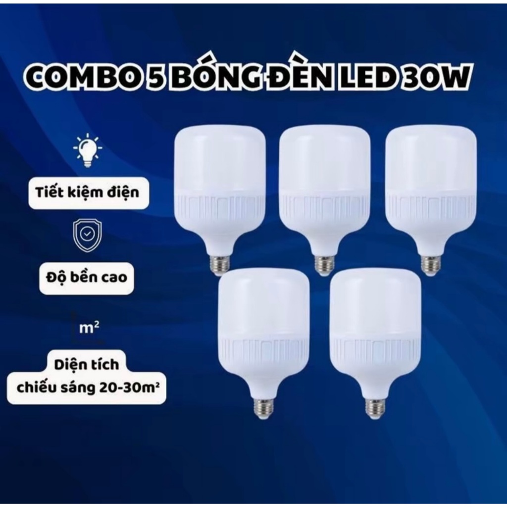 [HOT] Asaki Combo 5 Bóng Đèn Led 30W Bóng Đen Led Ánh Sáng Trắng Bảo Vệ Mắt Chống Muối Thấm Nước Tiết Kiệm Điện Chiếu Sá