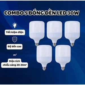 Asaki Combo 5 Bóng Đèn Led 30W Bóng Đen Led Ánh Sáng Trắng Bảo Vệ Mắt Chống Muối Thấm Nước Tiết Kiệm Điện Chiếu Sá