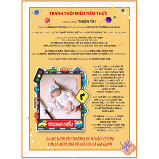 TRANH THÔI MIÊN TIỀM THỨC CHO BÉ YÊU decal dán tường( MẪU CHƯA IN ẢNH và TÊN)