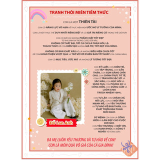 TRANH THÔI MIÊN TIỀM THỨC CHO BÉ YÊU decal dán tường( MẪU CHƯA IN ẢNH và TÊN)