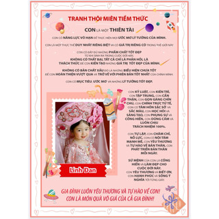 TRANH THÔI MIÊN TIỀM THỨC CHO BÉ YÊU decal dán tường( MẪU CHƯA IN ẢNH và TÊN)