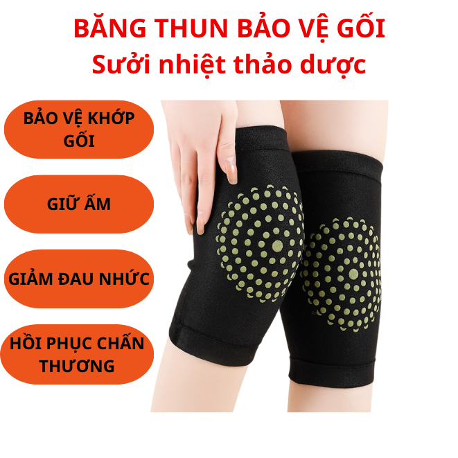 Băng thun bảo vệ khớp gối loại Nhỏ - Sưởi nhiệt thảo dược, giảm đau nhức và phục hồi các chấn thương (2 chiếc)