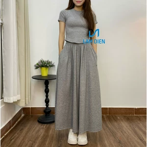 SET BỘ CHÂN VÁY (CÓ TÚI) VÀ ÁO THUN VẠT BẦU HÀNG THU ĐÔNG 2025 CHẤT LIỆU VẢI UMI MỀM MỊN-LAMDIENSTORE