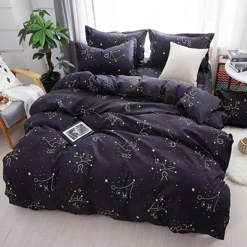 Bộ 5 món ga gối và chăn poly cotton mền chần bông dày chăn trần siêu nhẹ - chất liệu mềm mại - họa tiết đen cá tính | BigBuy360 - bigbuy360.vn