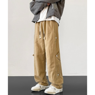 Quần dài kaki baggy nam ống rộng 6 nút sườn fom Dáng Trẻ trung 2 Màu Đen, Kem Size 40-70kg K1