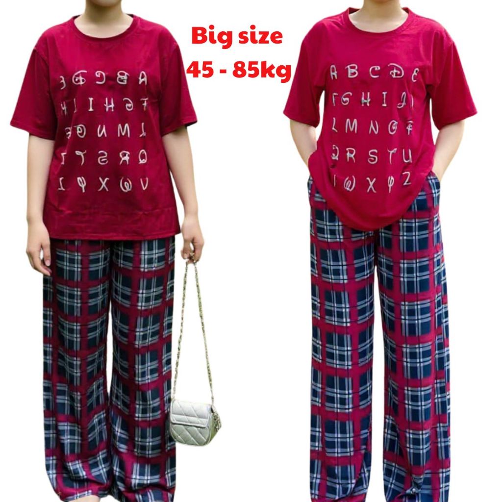 Quần ống rộng suông bigsize Đồ bộ nữ ESHOP Đồ mặc nhà nữ cạp cao quần thun gân áo tay lửng in 3D co giãn đẹp SG69