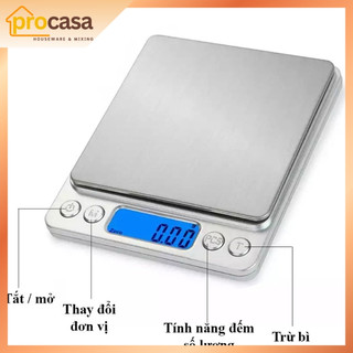 Cân tiểu ly điện tử - cân nhà bếp i2000 - 0.1g tới 3kg - cân chuyên dụng cho pha chế và làm bánh