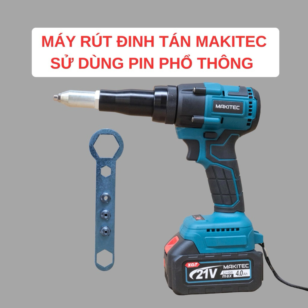 Máy rút đinh rive dùng pin phổ thông Makitec 18-21V động cơ không chổi ...