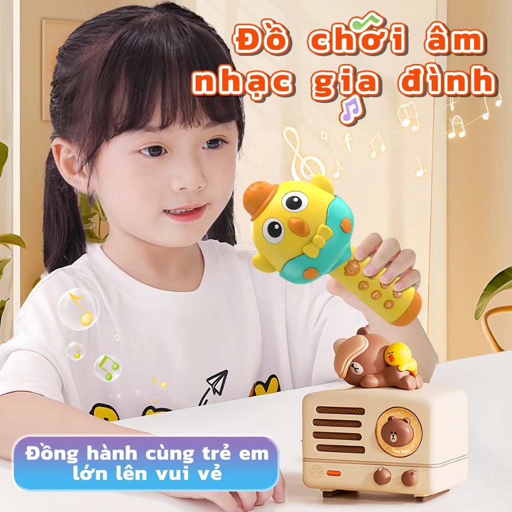 Mic Hát Cho Bé Chính Hãng - Thiết Kế Dễ Thương, An Toàn Cho Trẻ, Tặng Kèm Ống Sạc